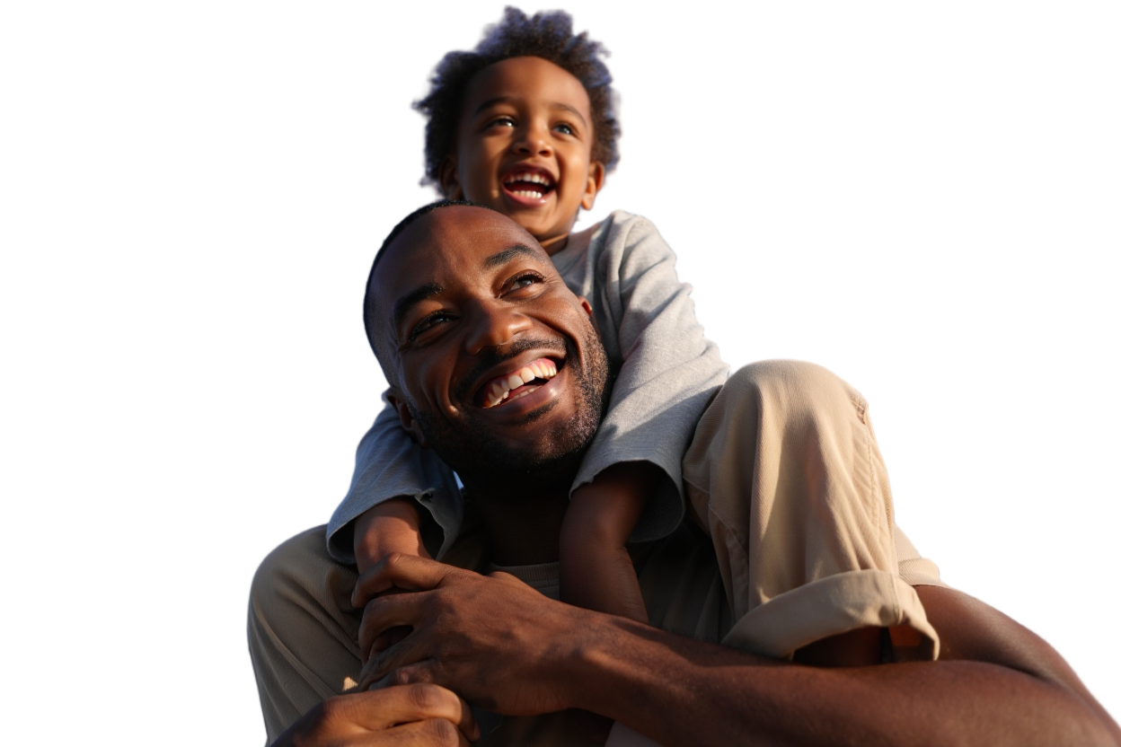 Happy father and son